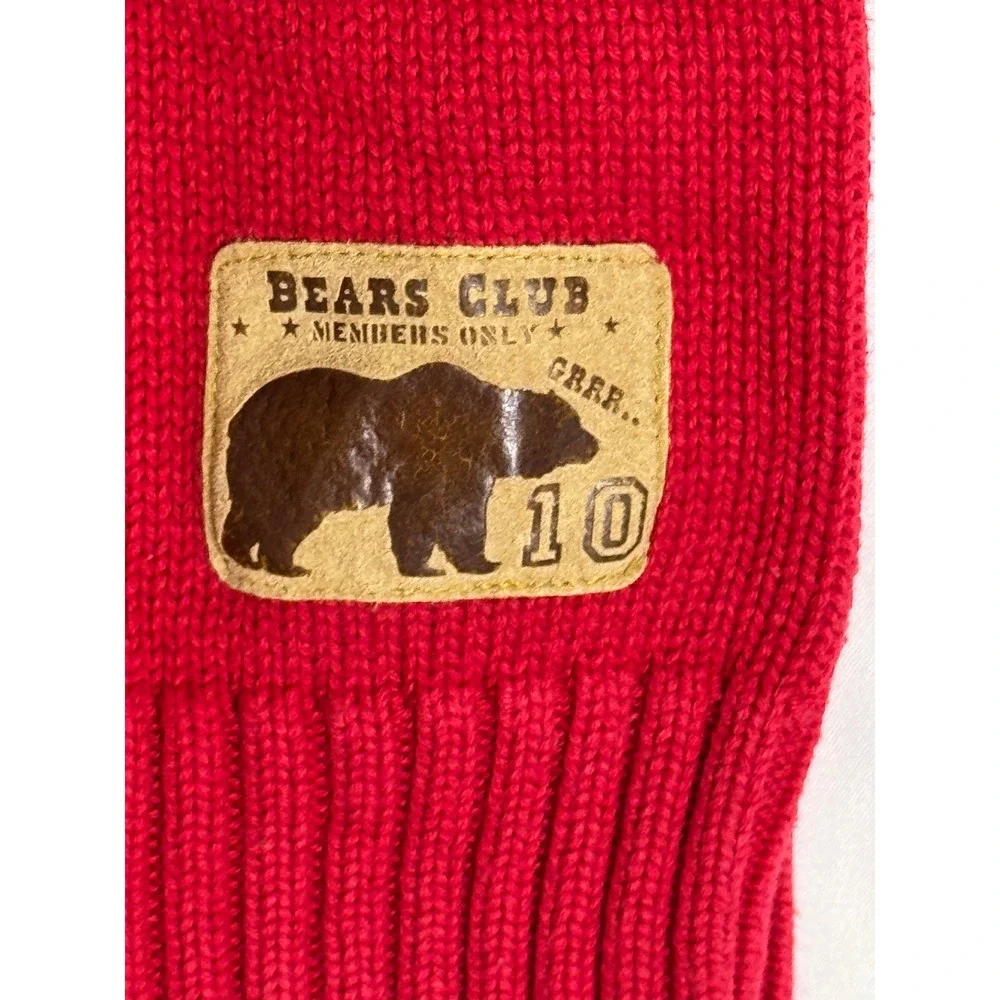 Carters Toddler Boys Red Quarter Zip Knit‎ Sweater Bears Club Patch 5T